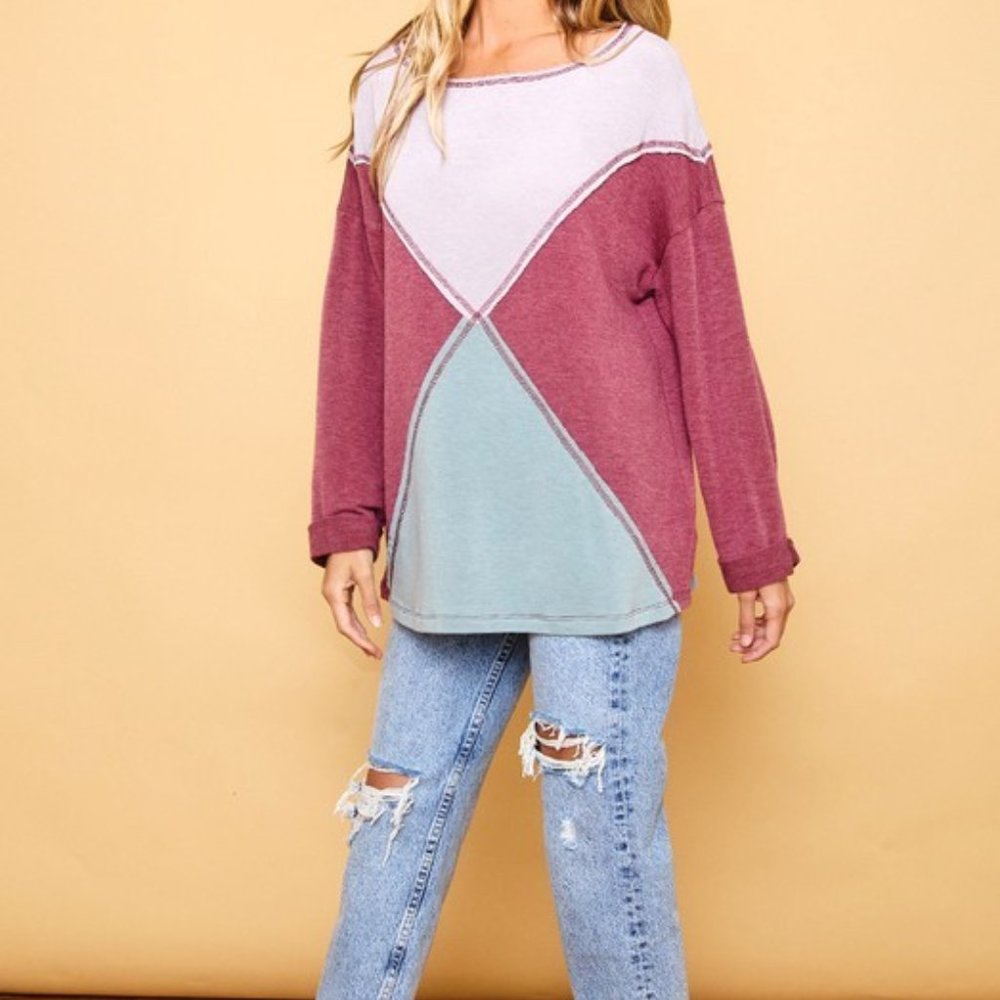 Color Block Tunic Top